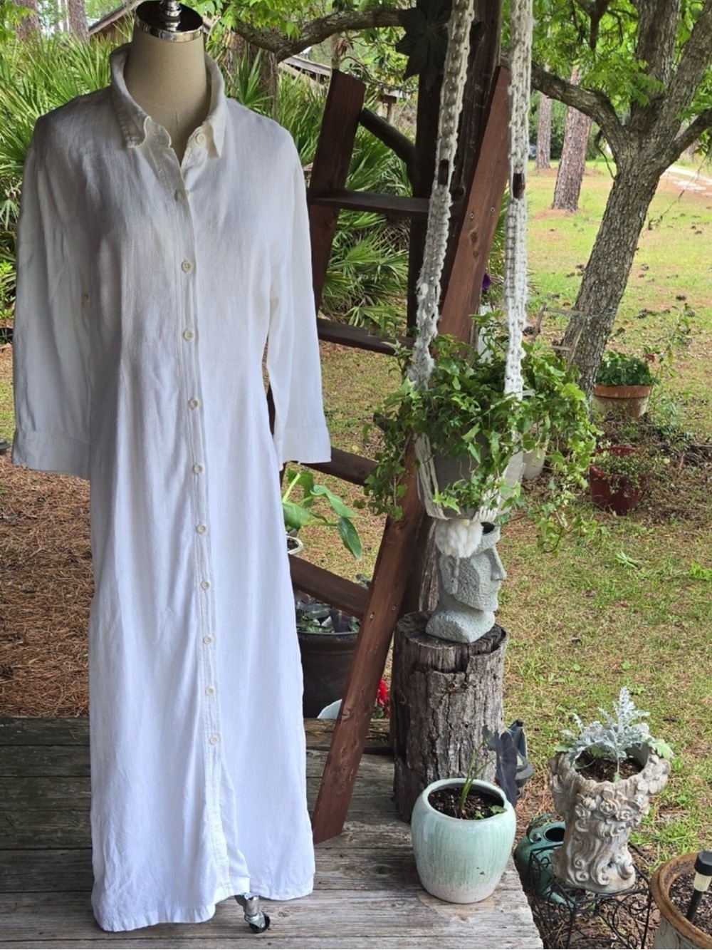 For Joseph Off White Linen Maxi Shirt Dress Size Medium